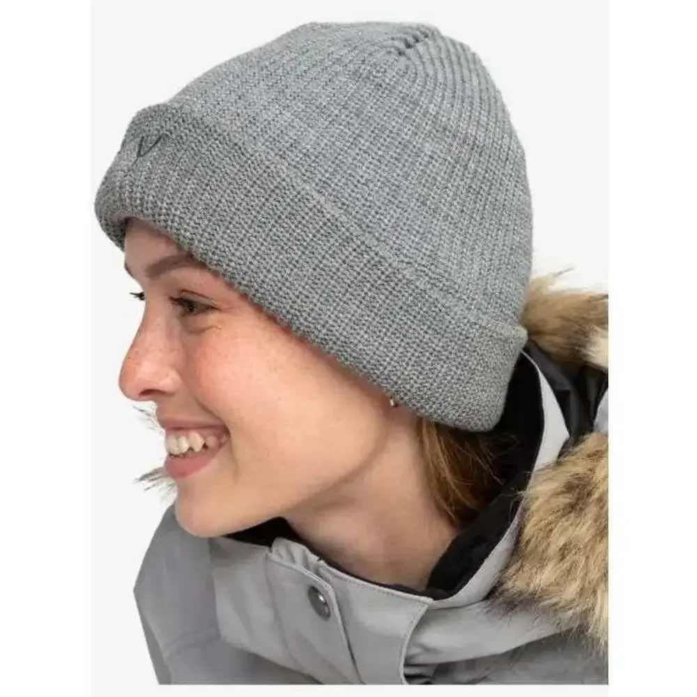 Roxy Women's Heather Grey Beanie Embroidered Logo‎ Winter One Size NWT